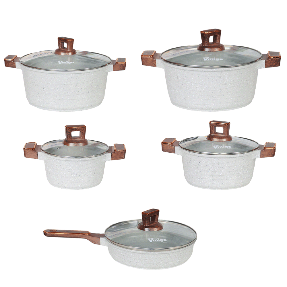 مجموعة قدور وأواني طبخ من الجرانيت - 5 قطع