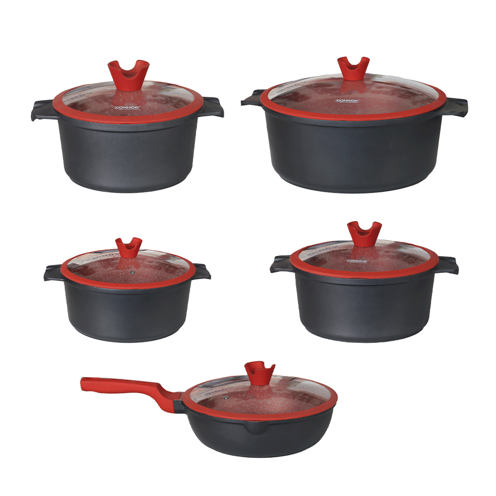 مجموعة قدور وأواني طبخ من الجرانيت - 5 قطع