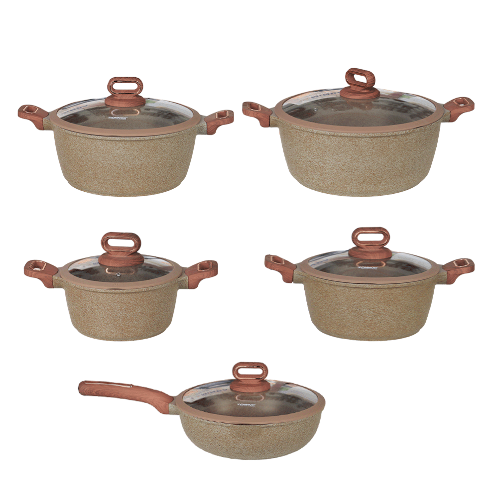 مجموعة قدور وأواني طبخ من الجرانيت - 5 قطع