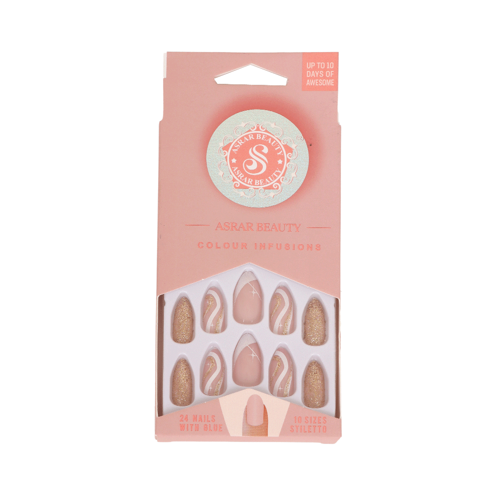 اسرار بيوتي أظافر صناعية بأشكال جذابة - 24 قطعة