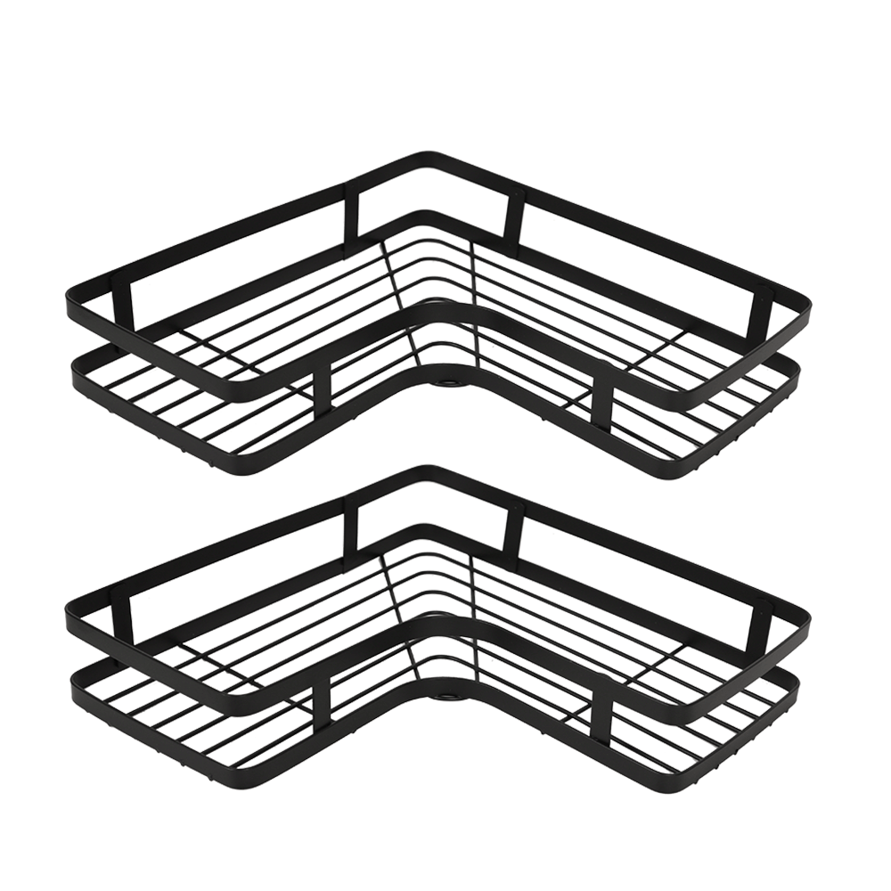 رف زاوية معدني للحمام - أسود
