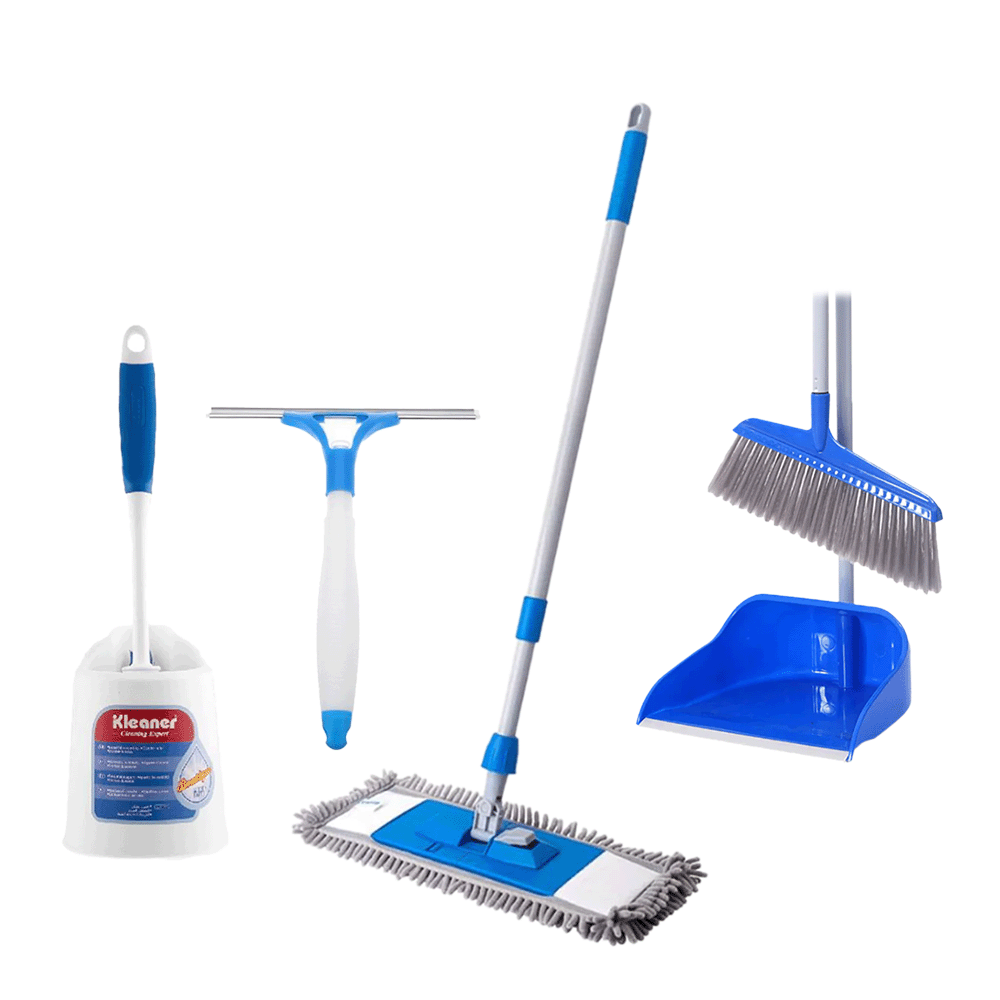 باكج 4×1 ليكروفا ممسحة زجاج متعددة الأغراض مع بخاخ مدمج،كلينر فرشاة تنظيف المرحاض39 سم وممسحة أرضيات مسطحة ومجموعة المكنسة و مغرفة إزالة الأوساخ