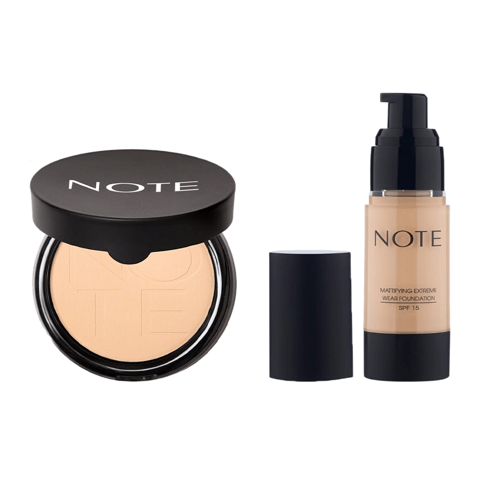 باكج 2×1 نوت بودرة الوجة المظغوطة و كريم أساس ماتيفينج اكستريم وير بمضخة