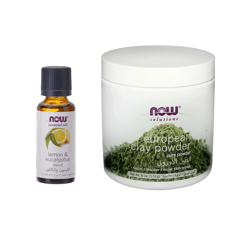 باكج 2×1 ناو مسحوق الطين الاوروبي 170 جرام و زيت الليمون العطري 30 مل