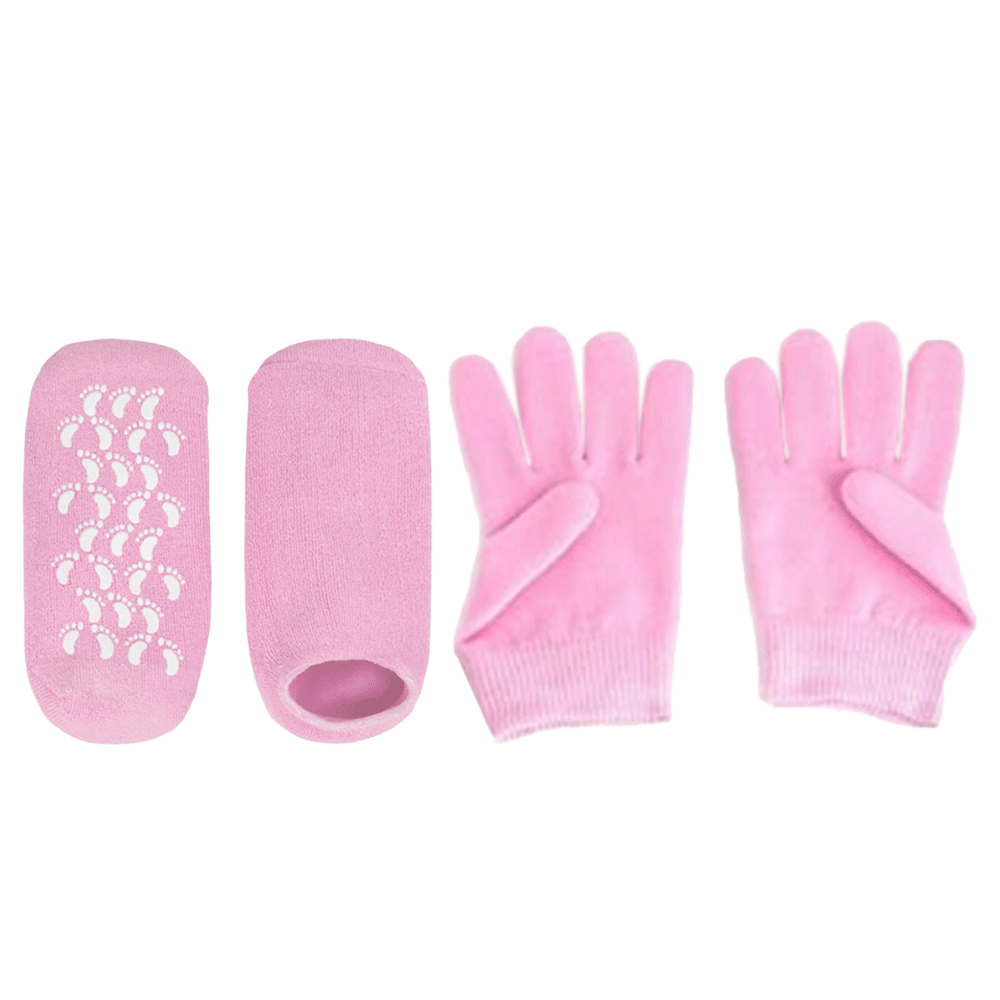 باكج2 ×1جوارب لترطيب القدمين- وردي و جوارب لترطيب اليدين