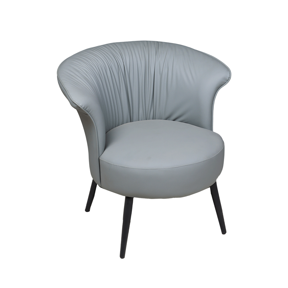 كرسي بذراعين عصري بتصميم دائري ومجعد موديل KR 202 - رمادي