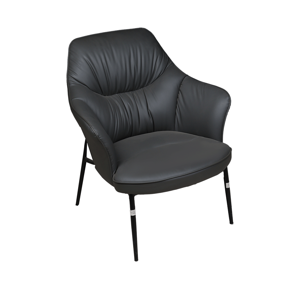كرسي بذراعين عصري بجلد صناعي وتصميم مريح موديل KR241 - أسود