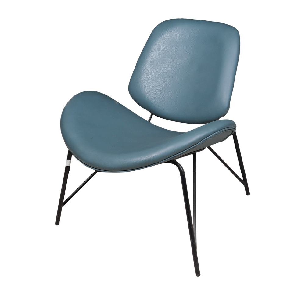 كرسي استرخاء عصري بتصميم انسيابي وأرجل معدنية موديل X162 - أزرق