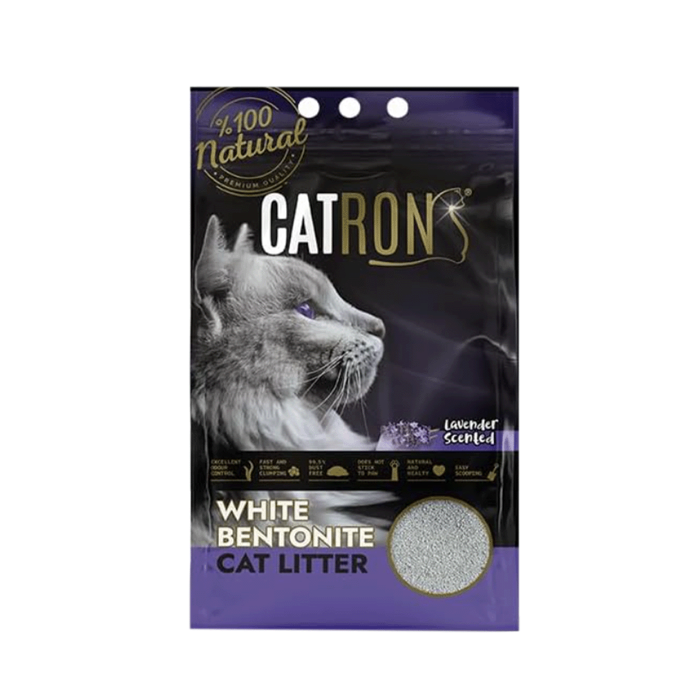 كاترونز رمل قطط بينتونيت أبيض برائحة اللافندر - 5 لتر