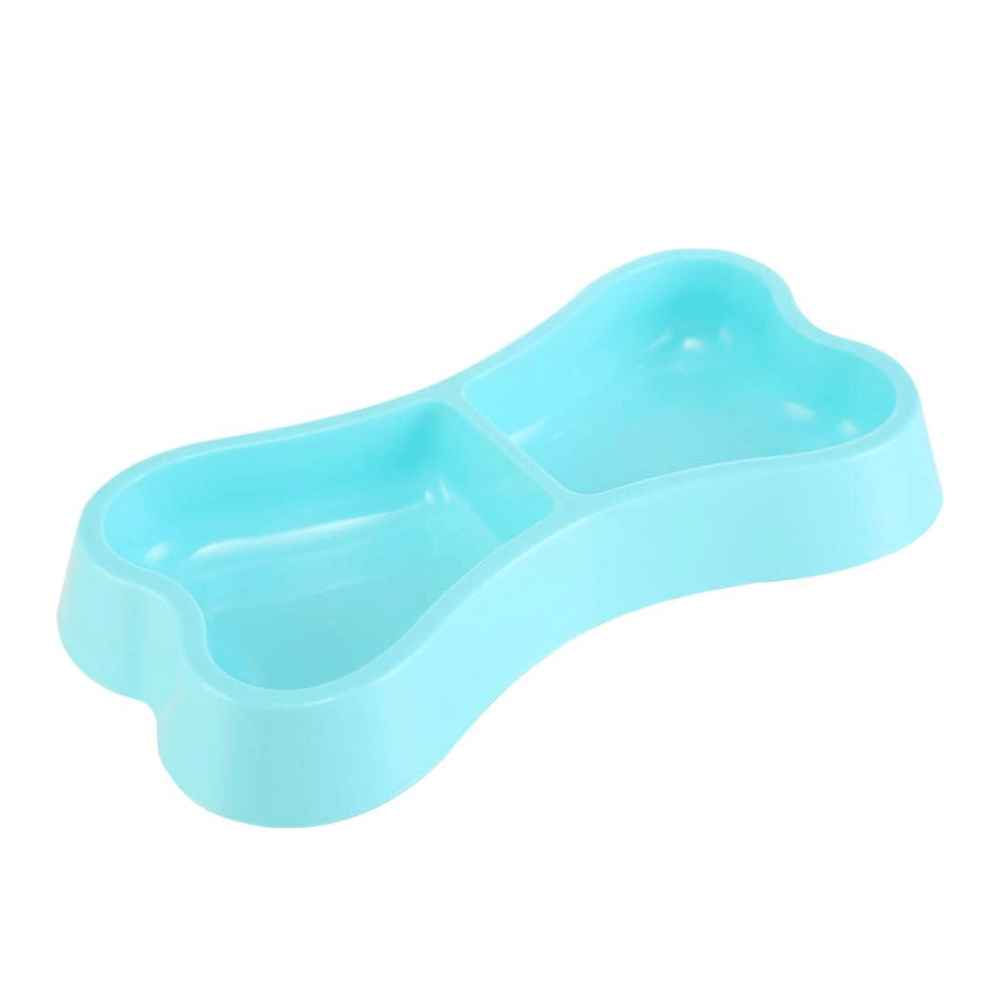 بوبت بو وعاء طعام مزدوج للحيوانات الأليفة بشكل عظمة - أزرق