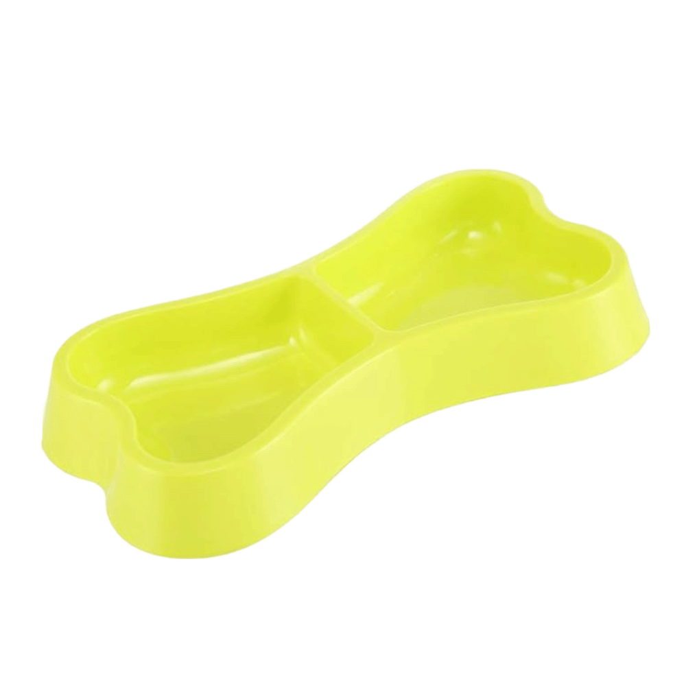 بوبت بو وعاء طعام مزدوج للحيوانات الأليفة بشكل عظمة - أصفر