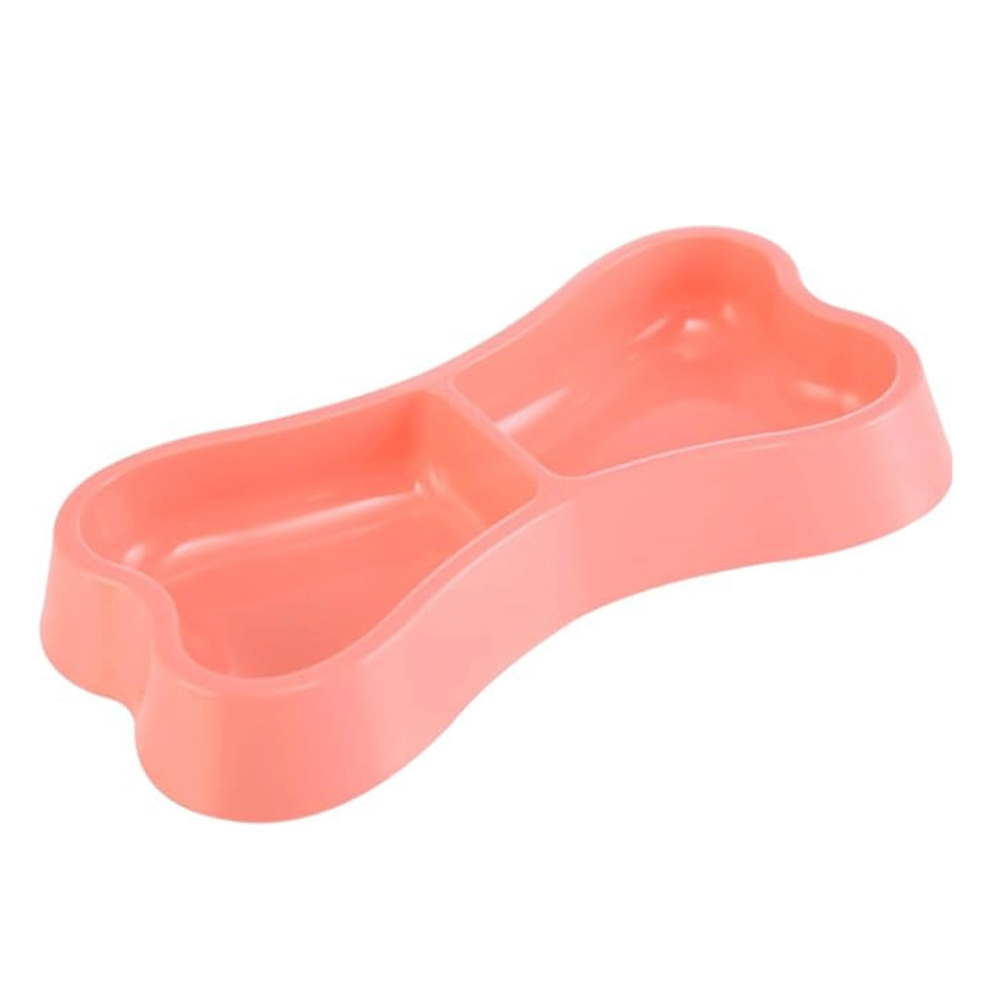 بوبت بو وعاء طعام مزدوج للحيوانات الأليفة بشكل عظمة - وردي