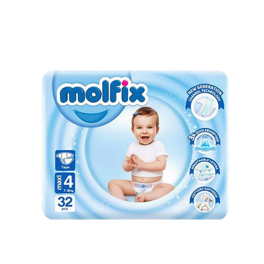مولفيكس حفاضات أطفال ماكسي مقاس 4 - عدد 32 حفاضة