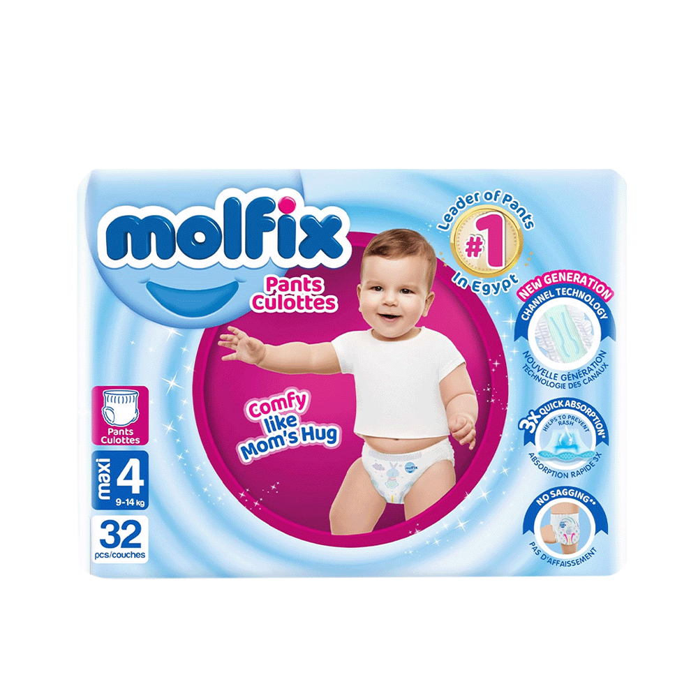 مولفيكس حفاضات أطفال ماكسي مقاس 4 - عدد 32 حفاضة