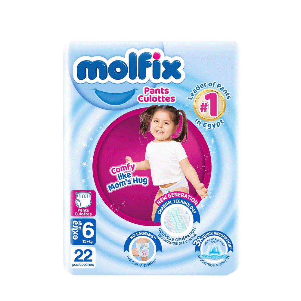 مولفيكس حفاضات أطفال اكسترا لارج مقاس 6 - عدد 22 حفاضة
