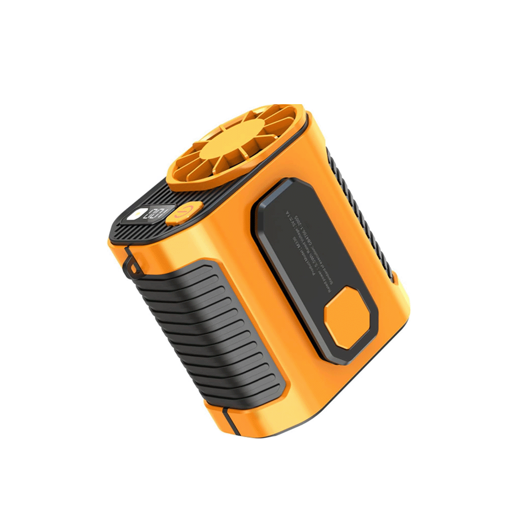 ميلييزو مروحة خصر محمولة قابلة للشحن مع شاشة رقمية - برتقالي