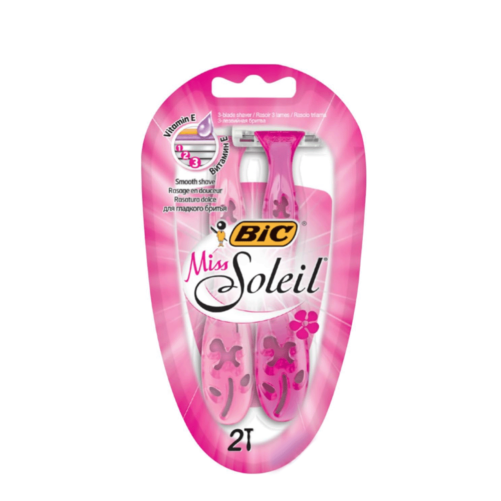 بيك سوليه شفرة حلاقة 3 شفرات وردي للنساء - قطعتين