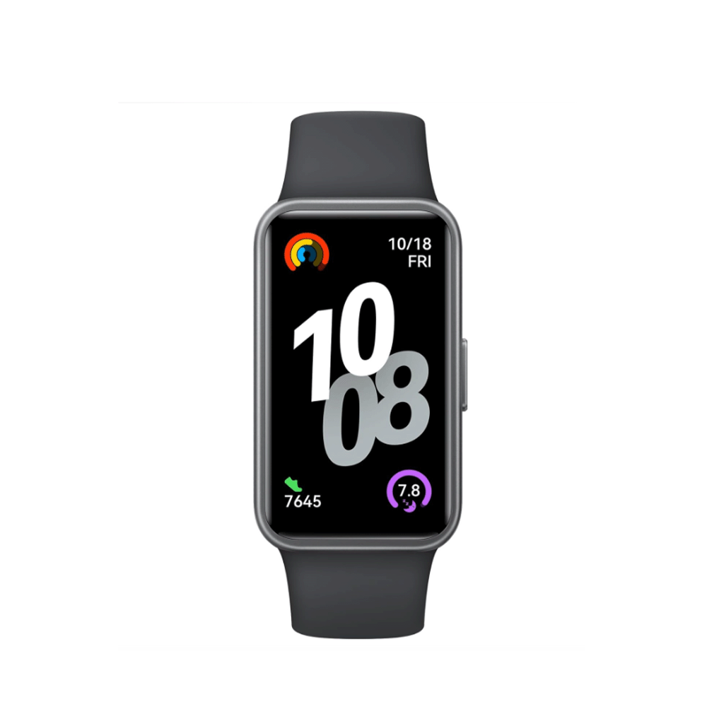 هواوي ساعة يد باند 10 بسوار أسود من المطاط الفلوري - موديل 55020EES