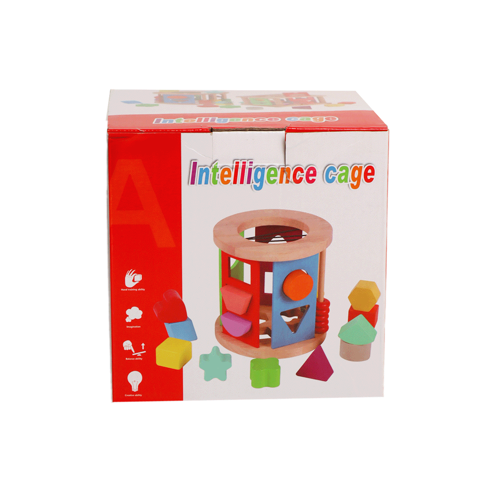 بازل صندوق خشبي مدور بعجلات لتعليم الأشكال والألوان - موديل 111AG