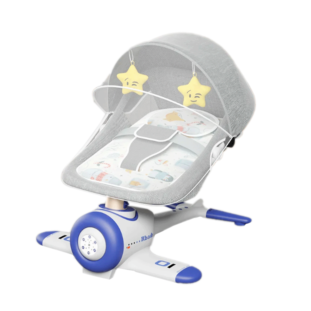 كرسي هزاز كهربائي للأطفال متعدد الوظائف - رمادي