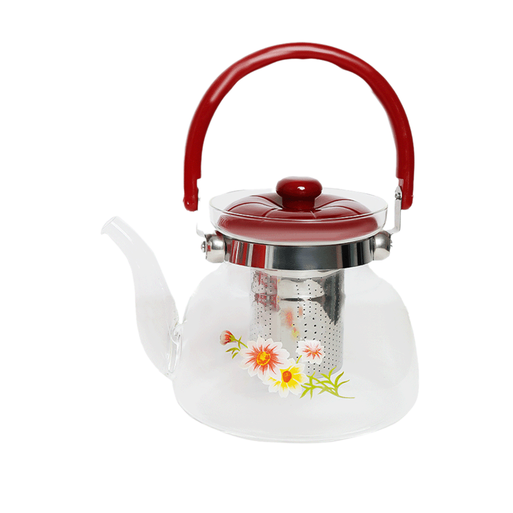 إبريق شاي زجاج حراري مع مشن - 900 مل