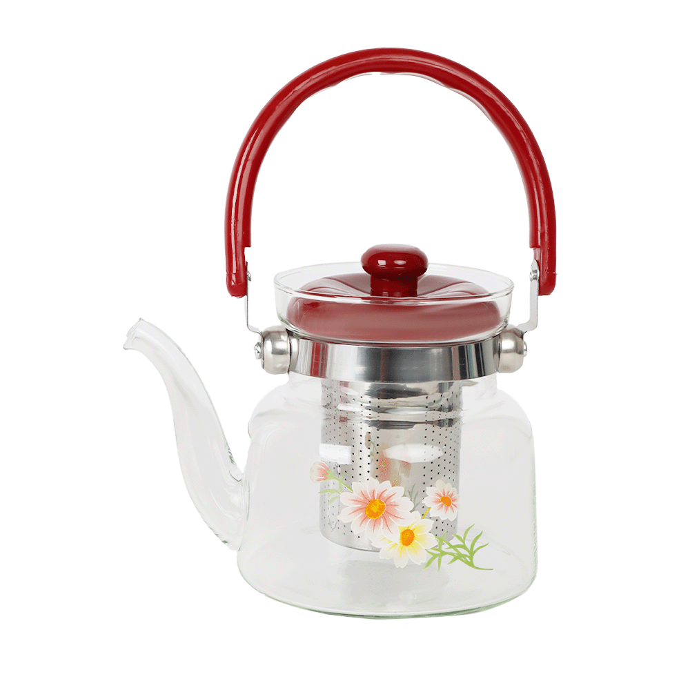 إبريق شاي زجاج حراري مع مشن - 600 مل