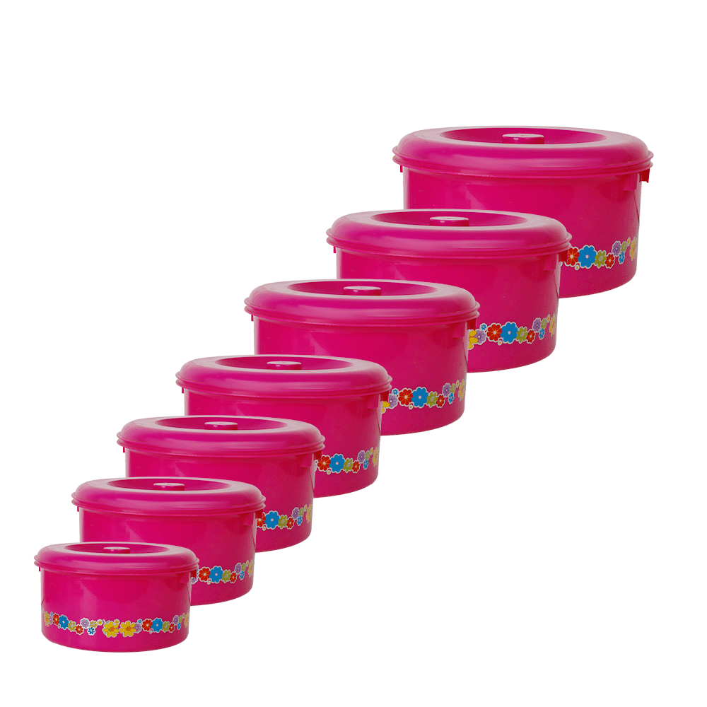 طقم حافظة طعام مدور بمقبض من الجهتين - عدد 7 قطع