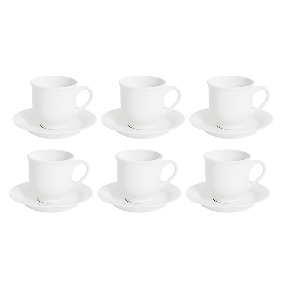 ميكسيكي طقم اكواب شاي مع السيسر سيراميك ابيض عدد - 12 قطعة