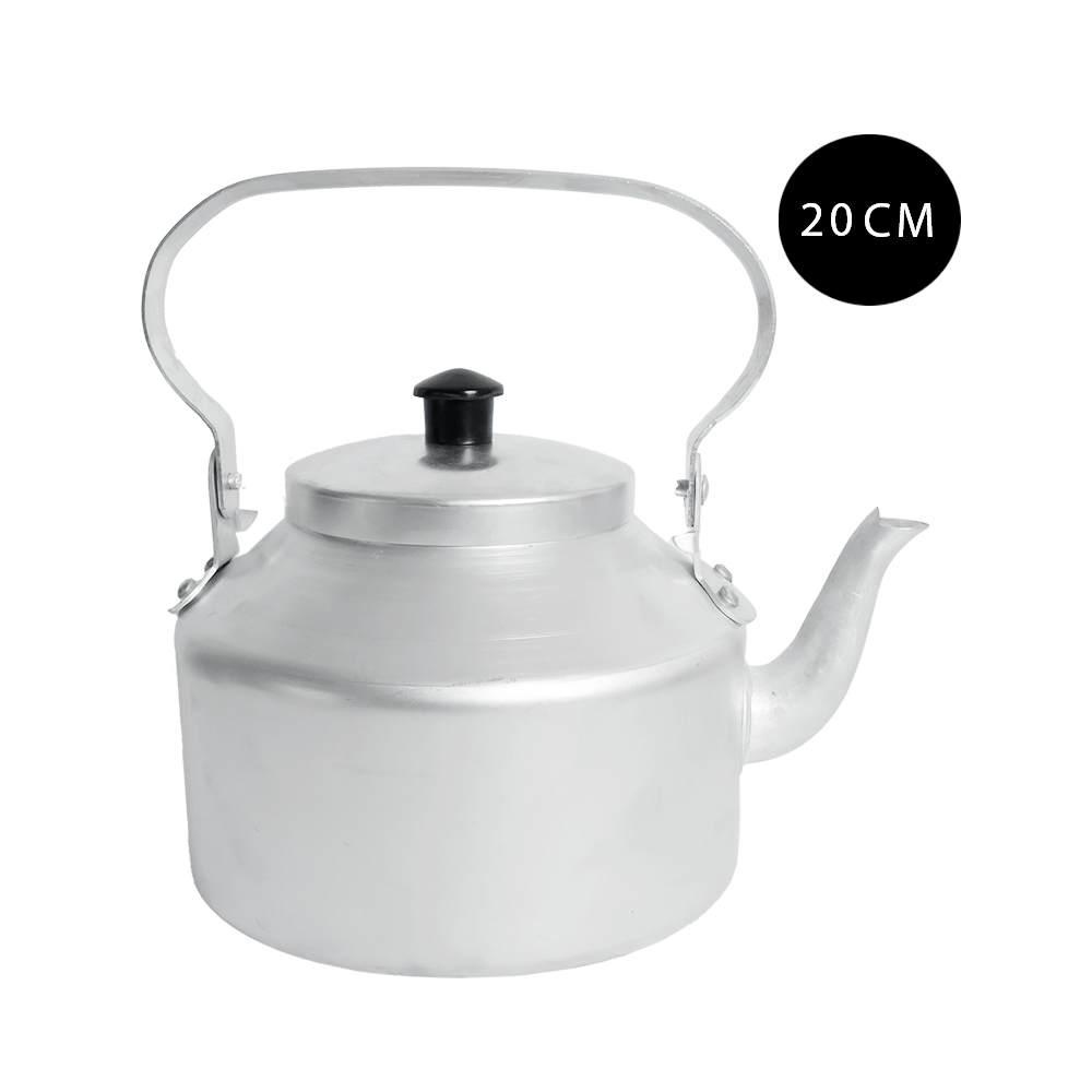 إبريق شاي معدني بلون فضي مقاس - 20 سم