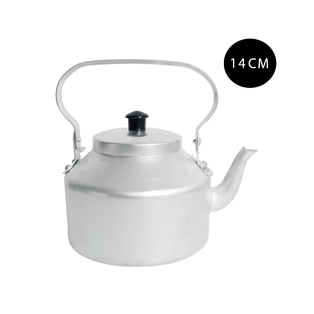 إبريق شاي معدني بلون فضي مقاس - 14 سم
