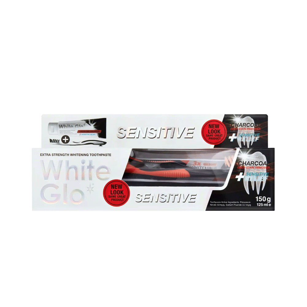 وايت جلو معجون أسنان بالفحم للأسنان الحساسة مع فرشاة - 100 مل