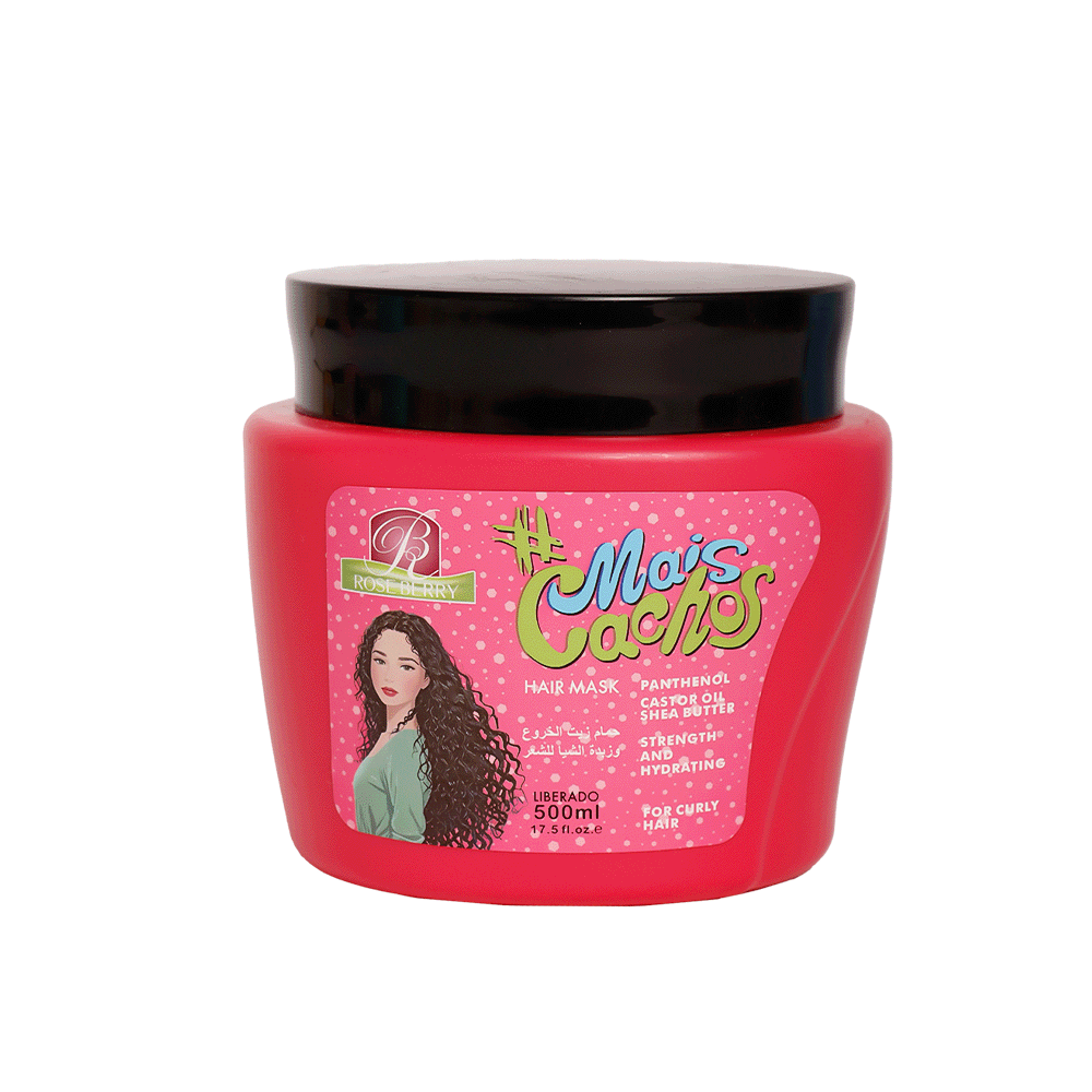 روز بیري ماسك للعناية بالشعر المجعد والجاف بزيت الخروع وزبدة الشيا - 500 مل