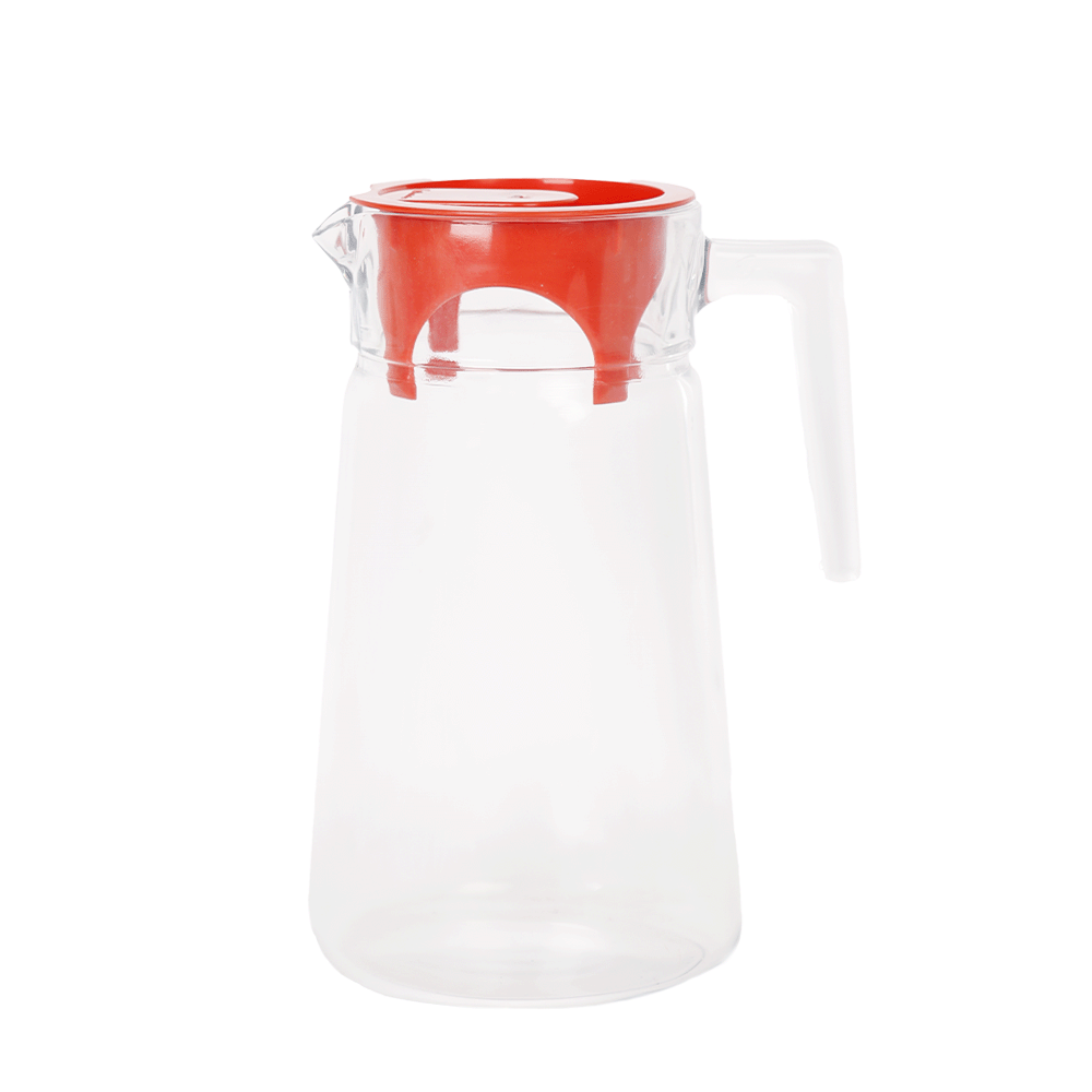 إبريق زجاجي شفاف بغطاء بلاستيكي سعة 2.8 لتر