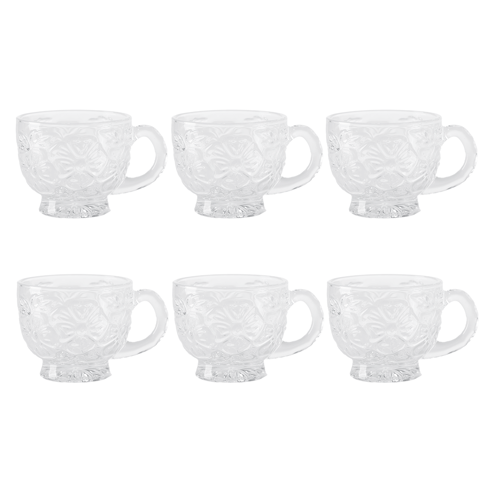 جي-هورس كاسات شاي زجاج أبو يد موديلSH 731 شفاف - 6 قطع