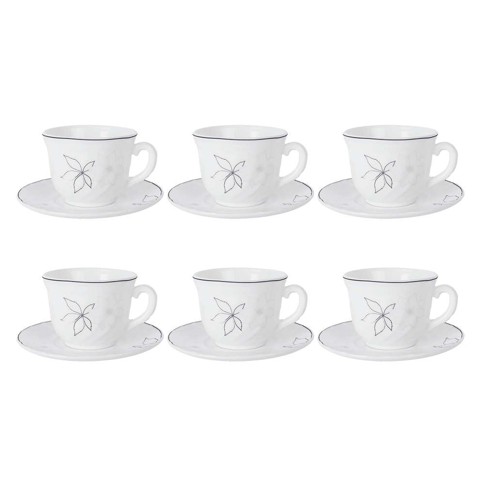 داني هوم اكواب شاي مع السيسر ابيض مشجر دائري 12 قطعة - موديل SH43