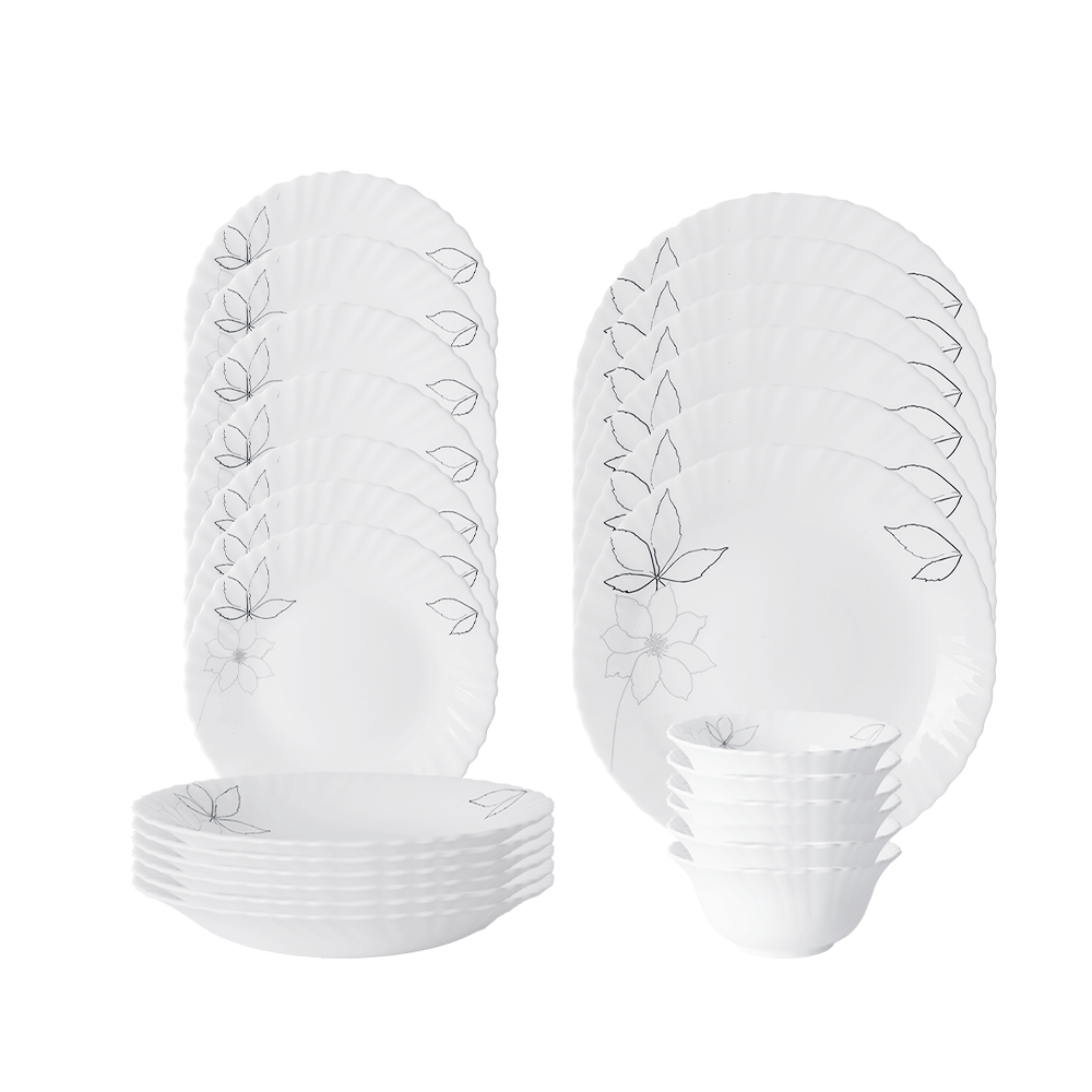 داني هوم طقم اطباق سراميك مشجر موديل SH37 أبيض - 18 قطعه