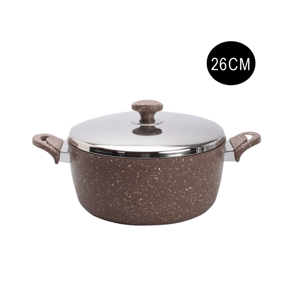 قدر جرانيت تركي بغطاء من سافلون مقاس 26 سم SF3626TT - بني