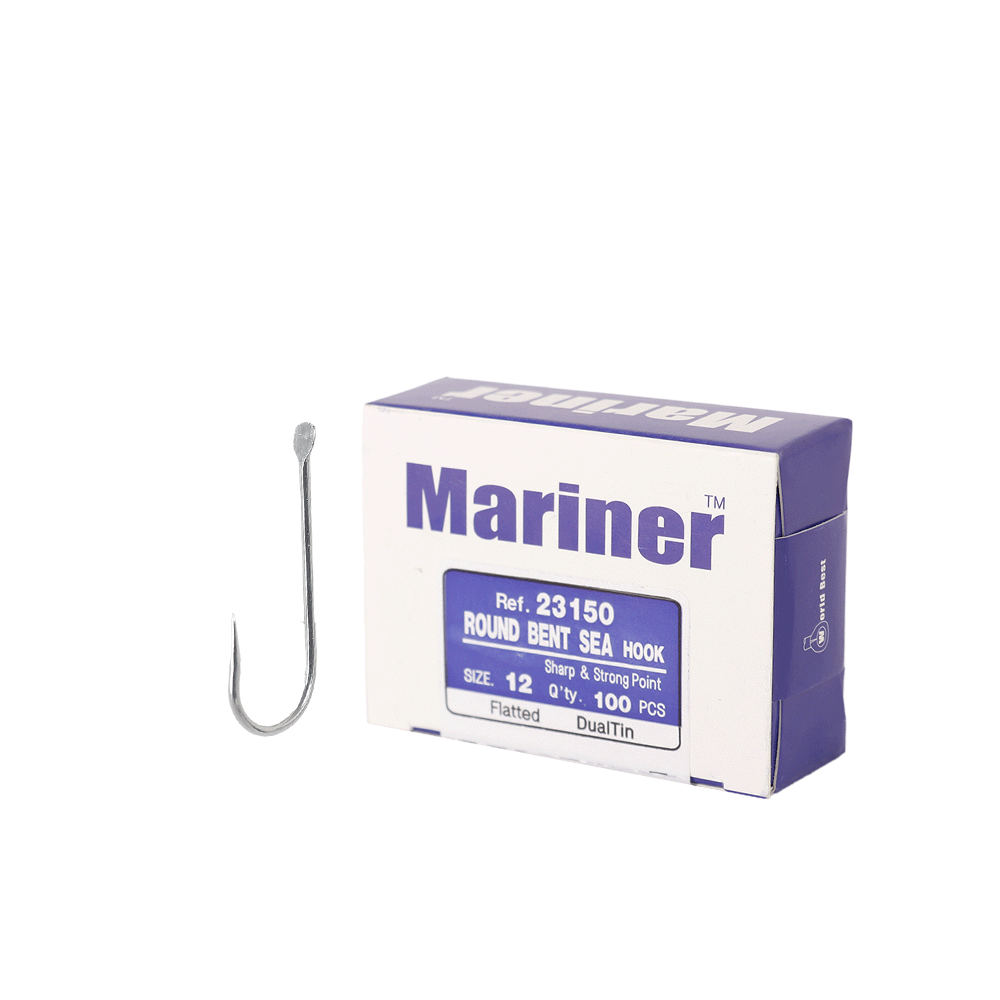 خطاف صيد مارينر بحري مستدير منحني مقاس 12 معدن قوي مقاوم - 100 خطاف