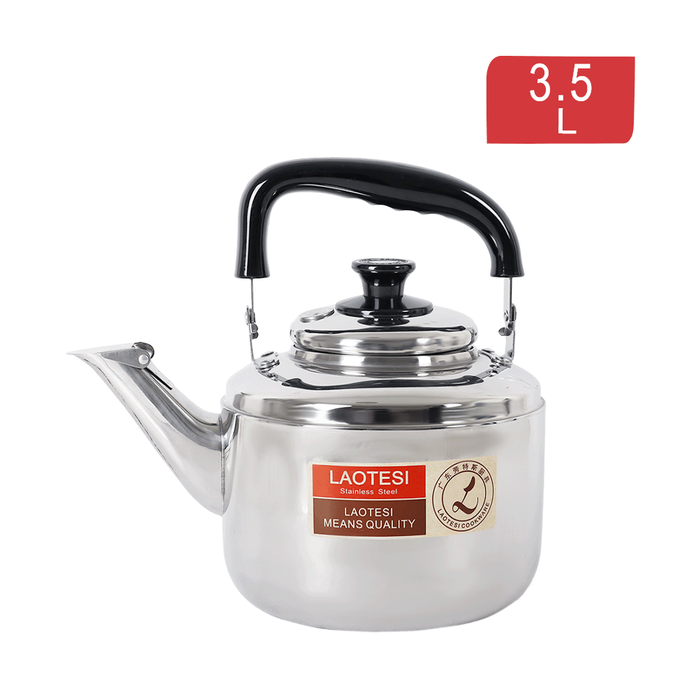 إبريق شاي لاوتيسي ستانلس ستيل بغطاء و مقبض بلاستيكي سعة 3.5 لتر موديل AW466 - فضي