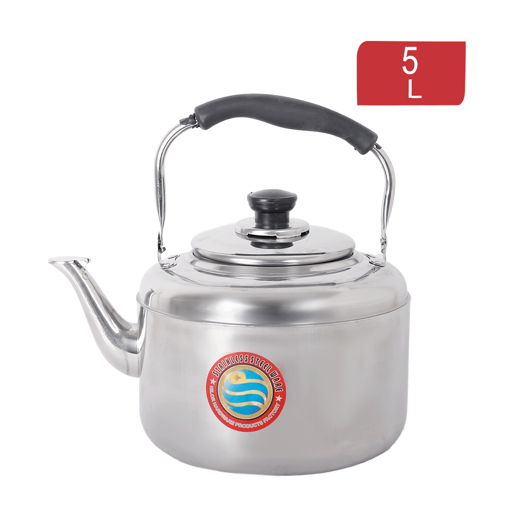 إبريق شاي ويسلنج ستانلس ستيل بغطاء و مقبض بلاستيكي سعة 5 لتر موديل AW504 - فضي