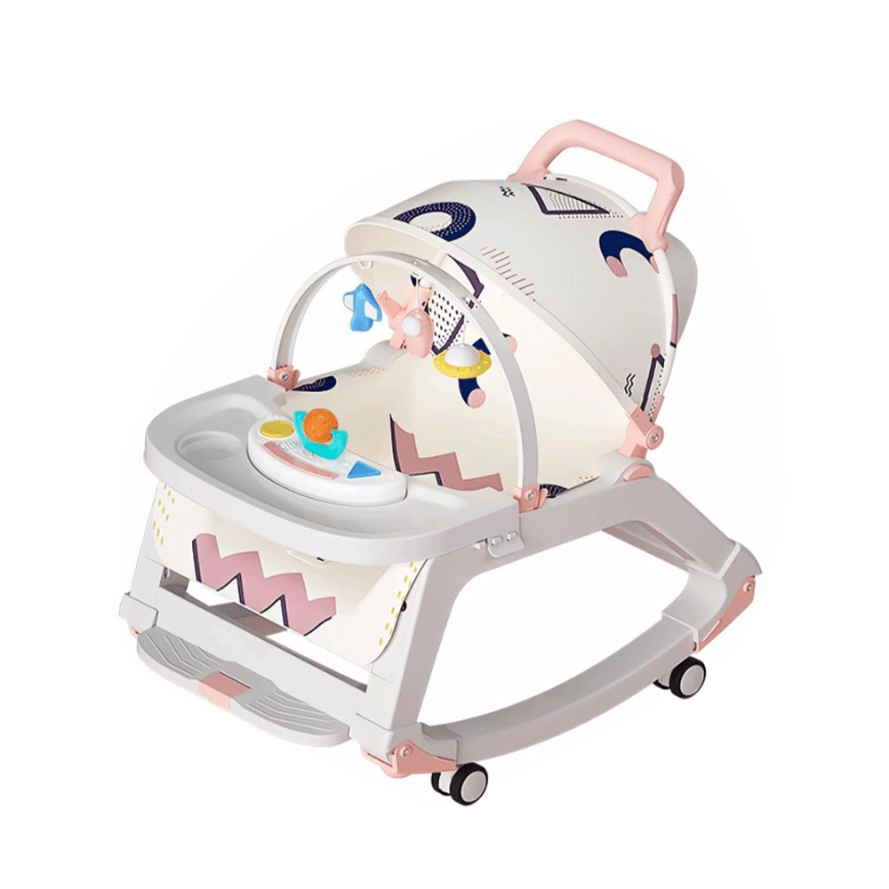 كرسي هزاز متعدد الوظائف 5 في 1 للأطفال - رمادي