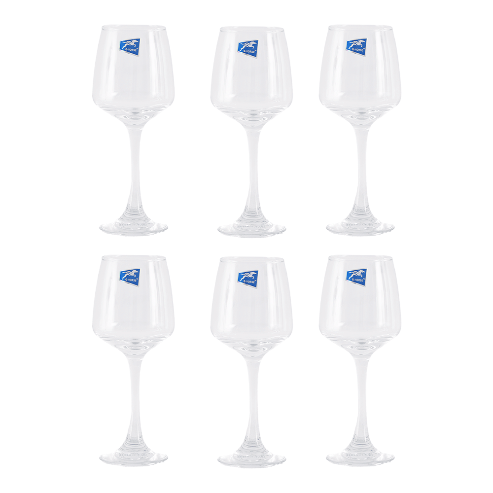 كاسات عصير جي هورس بقاعدة زجاجية شفاف موديل BMHG630-1 بسعة 280 مل - 6 قطع