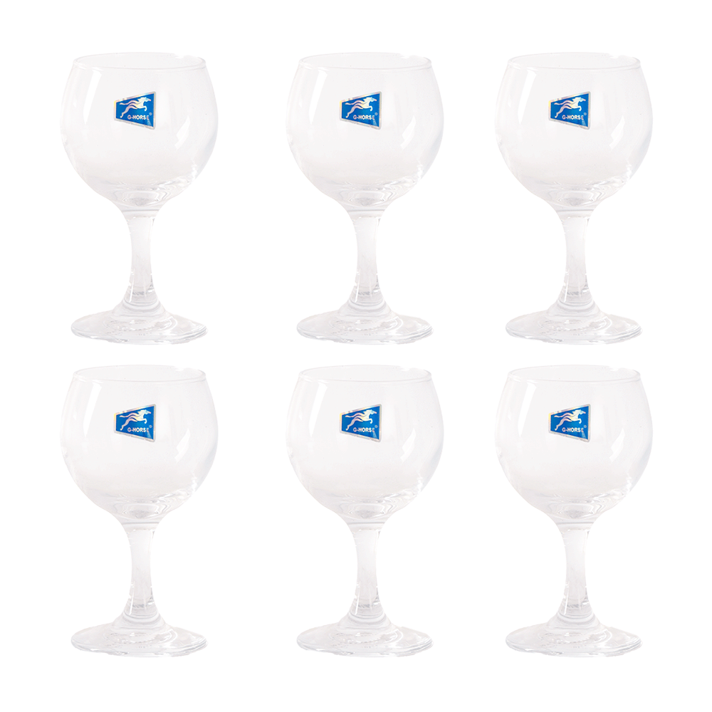 كاسات عصير جي هورس بقاعدة زجاجية شفاف موديل BM 6116 بسعة 190 مل - 6 قطع
