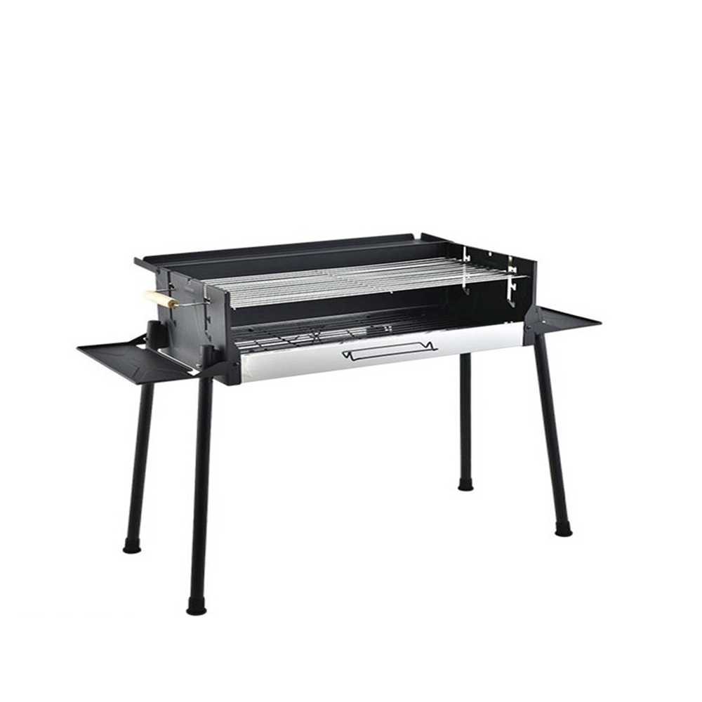 شواية باربيكيو منزلية قابلة للطي للاستخدام الخارجي مع تحكم بدرجة الحرارة بثلاث سرعات - أسود 
