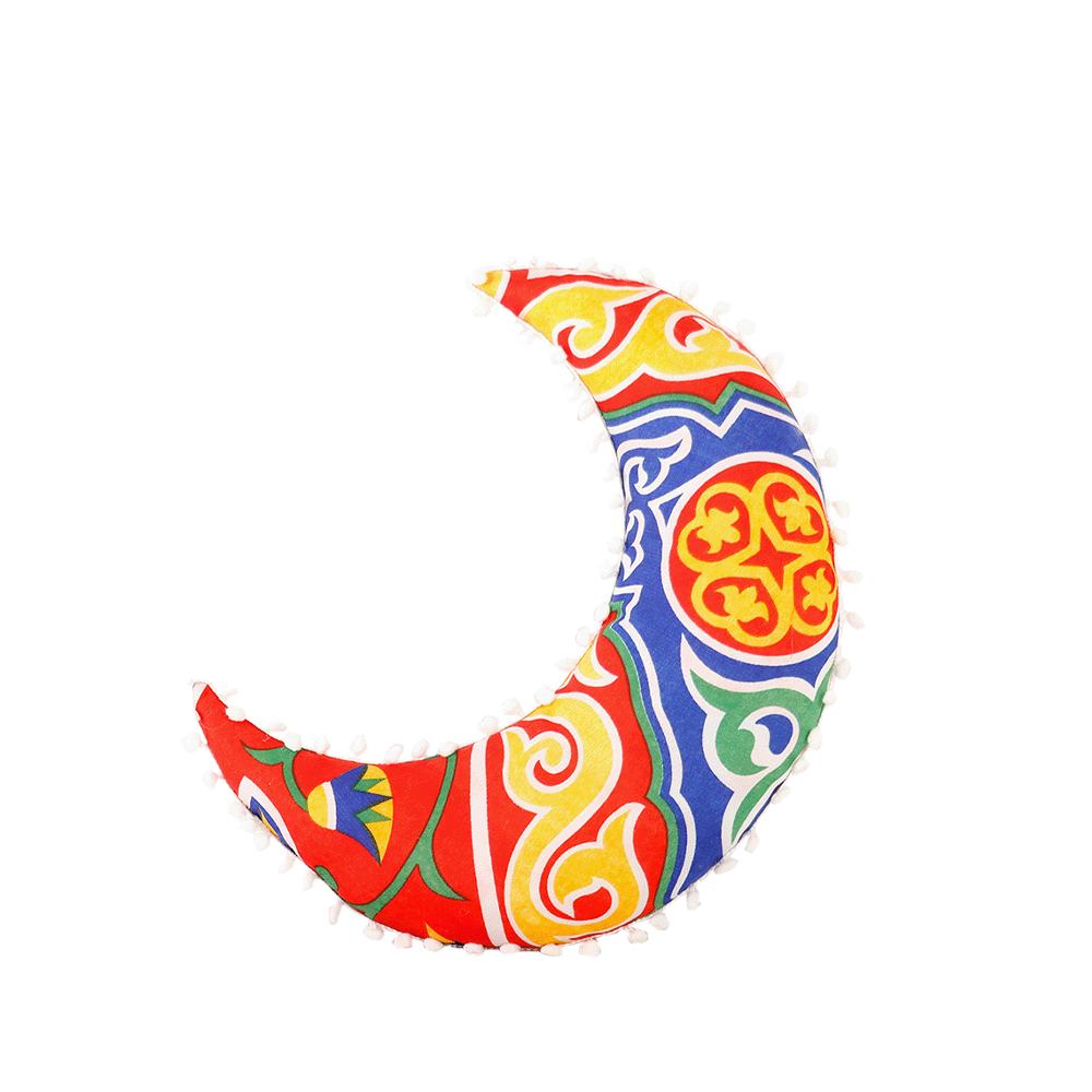 وسادة ديكور الوسام شكل هلال بتصميم رمضاني - أحمر