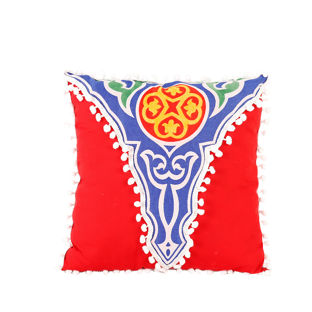 وسادة ديكور الوسام شكل مربع بتصميم رمضاني - أحمر