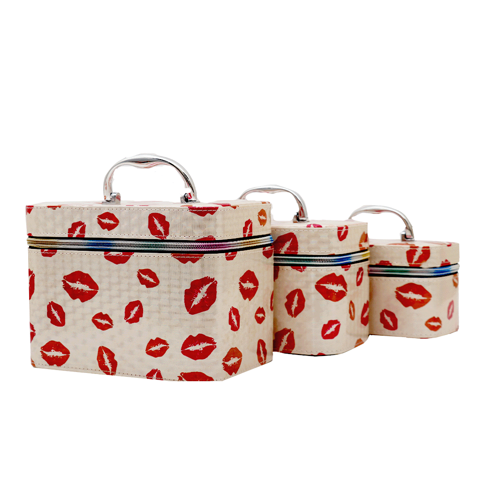 طقم شنط تخزين المجوهرات و مستحضرات التجميل موديل M-660 بيج - 3 قطع