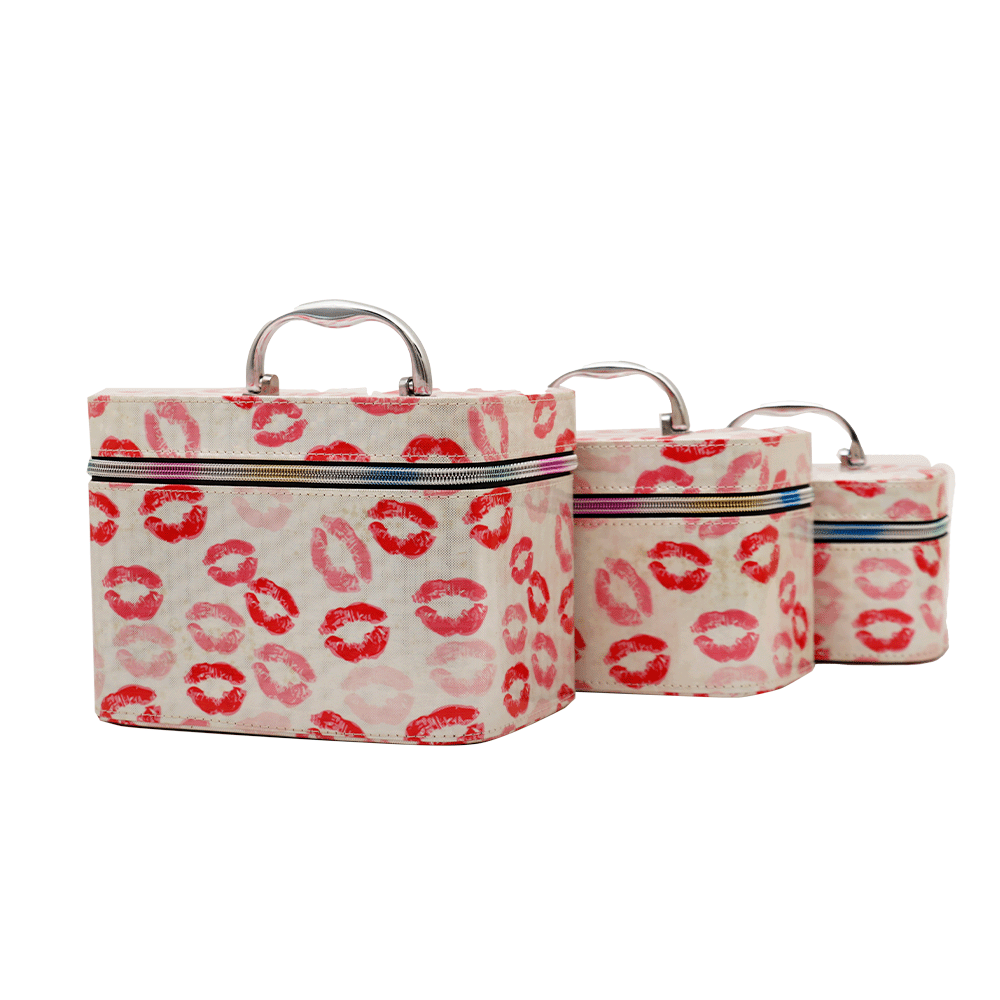 طقم شنط تخزين المجوهرات و مستحضرات التجميل موديل M-658 أبيض- 3 قطع