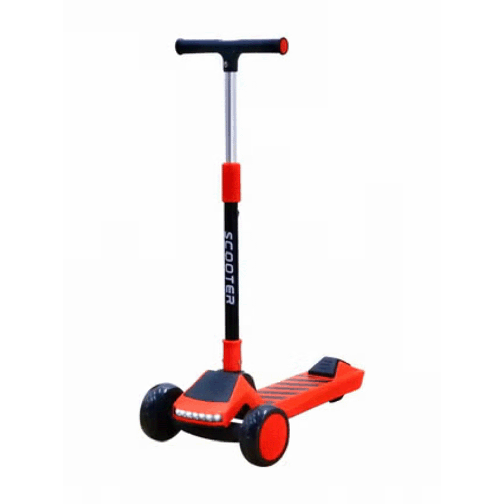 سكوتر ثلاثي العجلات قابل للطي بمقبض مريح وقاعدة غير قابلة للإنزلاق موديل 5231 – أحمر