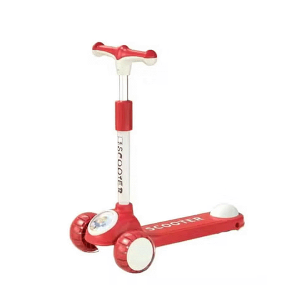 سكوتر ثلاثي العجلات بمقبض مريح وقاعدة غير قابلة للإنزلاق موديل 6020 – أحمر
